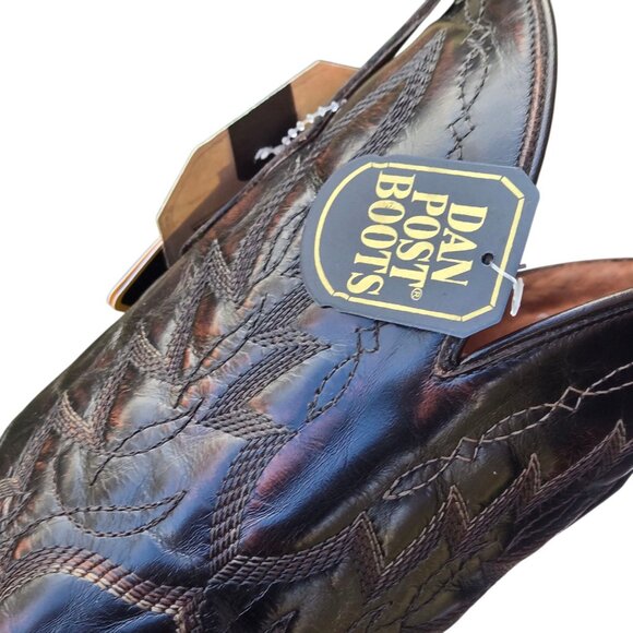 Dan Post Cowboy Boots Mens Exotic Eel Leather Brown Two Tone 8.5 D Never Worn - Picture 16 of 16